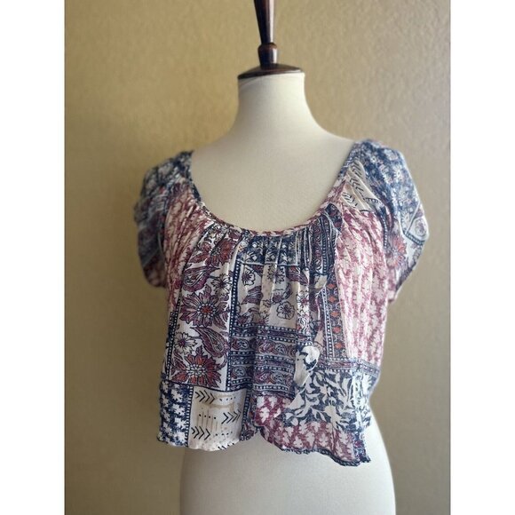 Billabong Women's Multi color Festival Moon Crop Top Size S M - Picture 7 of 9